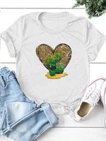 Women's T-shirt Short Sleeve T-shirts Printing Streetwear Cactus Heart Shape main image 2