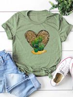 Women's T-shirt Short Sleeve T-shirts Printing Streetwear Cactus Heart Shape main image 5