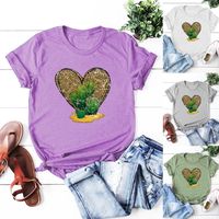 Women's T-shirt Short Sleeve T-shirts Printing Streetwear Cactus Heart Shape main image 1