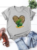 Women's T-shirt Short Sleeve T-shirts Printing Streetwear Cactus Heart Shape main image 4