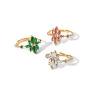 French Style Flower Stainless Steel Inlay Zircon Rings 1 Piece main image 5