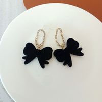 1 Pair Simple Style Bow Knot Flannel Inlay Artificial Diamond Women's Drop Earrings sku image 1