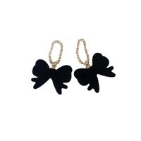 1 Pair Simple Style Bow Knot Flannel Inlay Artificial Diamond Women's Drop Earrings main image 4