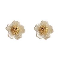 1 Paire Mode Fleur Alliage Résine Placage Femmes Boucles D'oreilles main image 2