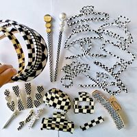 Simple Style Plaid Arylic Acetic Acid Sheets Metal Printing Hair Clip Hair Band Hair Claws 1 Piece main image 1