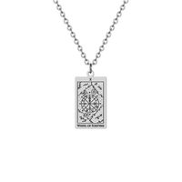 Fashion Tarot Square Titanium Steel Plating Pendant Necklace 1 Piece sku image 8