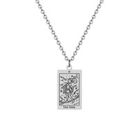 Fashion Tarot Square Titanium Steel Plating Pendant Necklace 1 Piece sku image 1