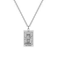 Fashion Tarot Square Titanium Steel Plating Pendant Necklace 1 Piece sku image 11