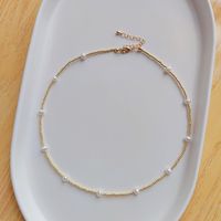 1 Piece Simple Style Solid Color Imitation Pearl Copper Necklace main image 1