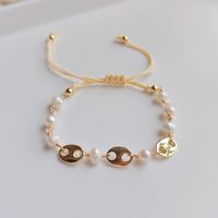 1 Piece Fashion Oval Freshwater Pearl Copper Knitting Bracelets sku image 1