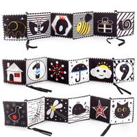 Enfant Éducation Précoce Puzzle Forme Cognitive Animal Double-jouets De Livre En Tissu Noir Et Blanc main image 4