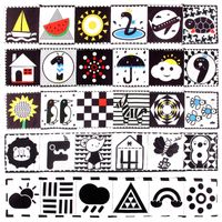 Enfant Éducation Précoce Puzzle Forme Cognitive Animal Double-jouets De Livre En Tissu Noir Et Blanc main image 1