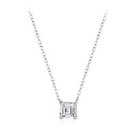 Simple Style Square Sterling Silver Inlay Zircon Pendant Necklace 1 Piece main image 2