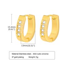 1 Pair Streetwear Solid Color Plating Inlay 201 Stainless Steel Zircon Gold Plated Hoop Earrings sku image 8
