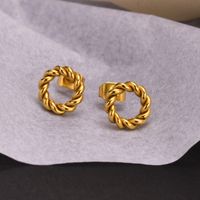 1 Pair Retro Geometric Titanium Steel Ear Studs main image 6