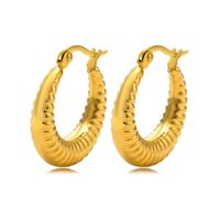 1 Pair Simple Style C Shape Plating Stainless Steel Hoop Earrings main image 2