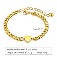 Retro Solid Color Stainless Steel Plating Inlay Zircon Gold Plated Bracelets sku image 5