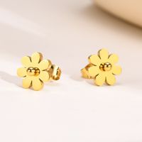 Simple Style Flower Stainless Steel Plating Ear Studs 1 Pair main image 1