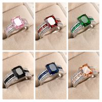 Casual Square Copper Plating Zircon Rings 1 Piece main image 1