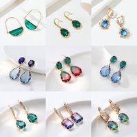 Fashion Geometric Copper Plating Hollow Out Artificial Crystal Earrings 1 Pair main image 1