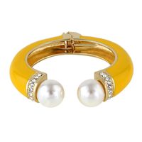 1 Piece Fashion Round Alloy Enamel Plating Inlay Artificial Pearls Artificial Diamond Women's Bangle sku image 2