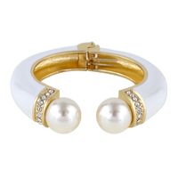 1 Pieza Moda Ronda Aleación Esmalte Enchapado Embutido Perlas Artificiales Diamante Artificial Mujeres Brazalete sku image 1