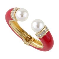 1 Piece Fashion Round Alloy Enamel Plating Inlay Artificial Pearls Artificial Diamond Women's Bangle main image 1