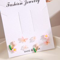 1 Set Sweet Flower Butterfly Resin Metal Enamel Women's Earrings sku image 1