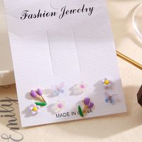 1 Set Sweet Flower Butterfly Resin Metal Enamel Women's Earrings main image 3