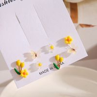 1 Set Sweet Flower Butterfly Resin Metal Enamel Women's Earrings sku image 2