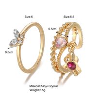 2 Piece Set Fashion Heart Shape Butterfly Alloy Inlay Artificial Crystal Valentine's Day Unisex Rings main image 5