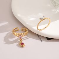 2 Piece Set Fashion Heart Shape Butterfly Alloy Inlay Artificial Crystal Valentine's Day Unisex Rings main image 2