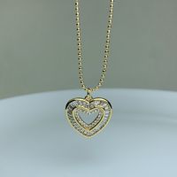 Simple Style Heart Shape Copper Plating Inlay Rhinestones Pendant Necklace 1 Piece sku image 1
