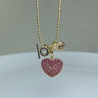 Simple Style Heart Shape Copper Plating Inlay Rhinestones Pendant Necklace 1 Piece sku image 2