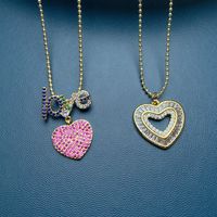 Simple Style Heart Shape Copper Plating Inlay Rhinestones Pendant Necklace 1 Piece main image 1