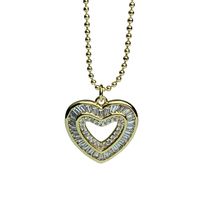 Simple Style Heart Shape Copper Plating Inlay Rhinestones Pendant Necklace 1 Piece main image 2