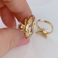 1 Piece Fashion Flower Alloy Plating Inlay Rhinestones Shell 18k Gold Plated Women's Open Ring main image 5