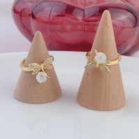 1 Piece Fashion Flower Alloy Plating Inlay Rhinestones Shell 18k Gold Plated Women's Open Ring main image 3