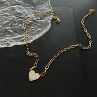 Fashion Heart Shape Titanium Steel Plating Pendant Necklace 1 Piece sku image 3