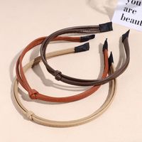 Simple Style Solid Color Leather Hair Band 1 Piece main image 3