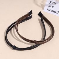 Simple Style Solid Color Leather Hair Band 1 Piece main image 4