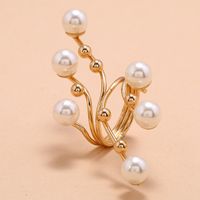 1 Piece Retro Geometric Alloy Plating Artificial Pearls Women's Open Ring main image 4