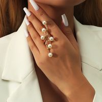 1 Piece Retro Geometric Alloy Plating Artificial Pearls Women's Open Ring main image 1