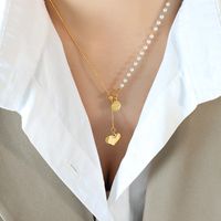 Style Simple Forme De Cœur Acier Au Titane Perle Placage Pendentif 1 Pièce sku image 1