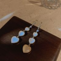 Fashion Heart Shape Copper Plating Inlay Opal Zircon Drop Earrings 1 Pair main image 5