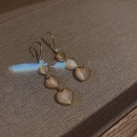 Fashion Heart Shape Copper Plating Inlay Opal Zircon Drop Earrings 1 Pair sku image 1