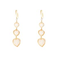 Fashion Heart Shape Copper Plating Inlay Opal Zircon Drop Earrings 1 Pair main image 3
