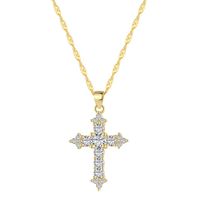 Fashion Cross Sterling Silver Plating Zircon Pendant Necklace main image 5