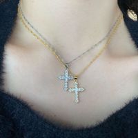 Fashion Cross Sterling Silver Plating Zircon Pendant Necklace main image 1
