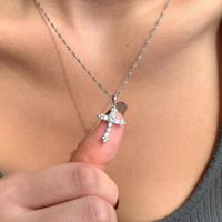 Fashion Cross Sterling Silver Plating Zircon Pendant Necklace main image 3